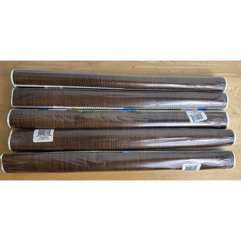 NOS Con-Tact Antique Birch Self Adhesive Shelf Liner 18" x 1.5 Yard 5 Rolls